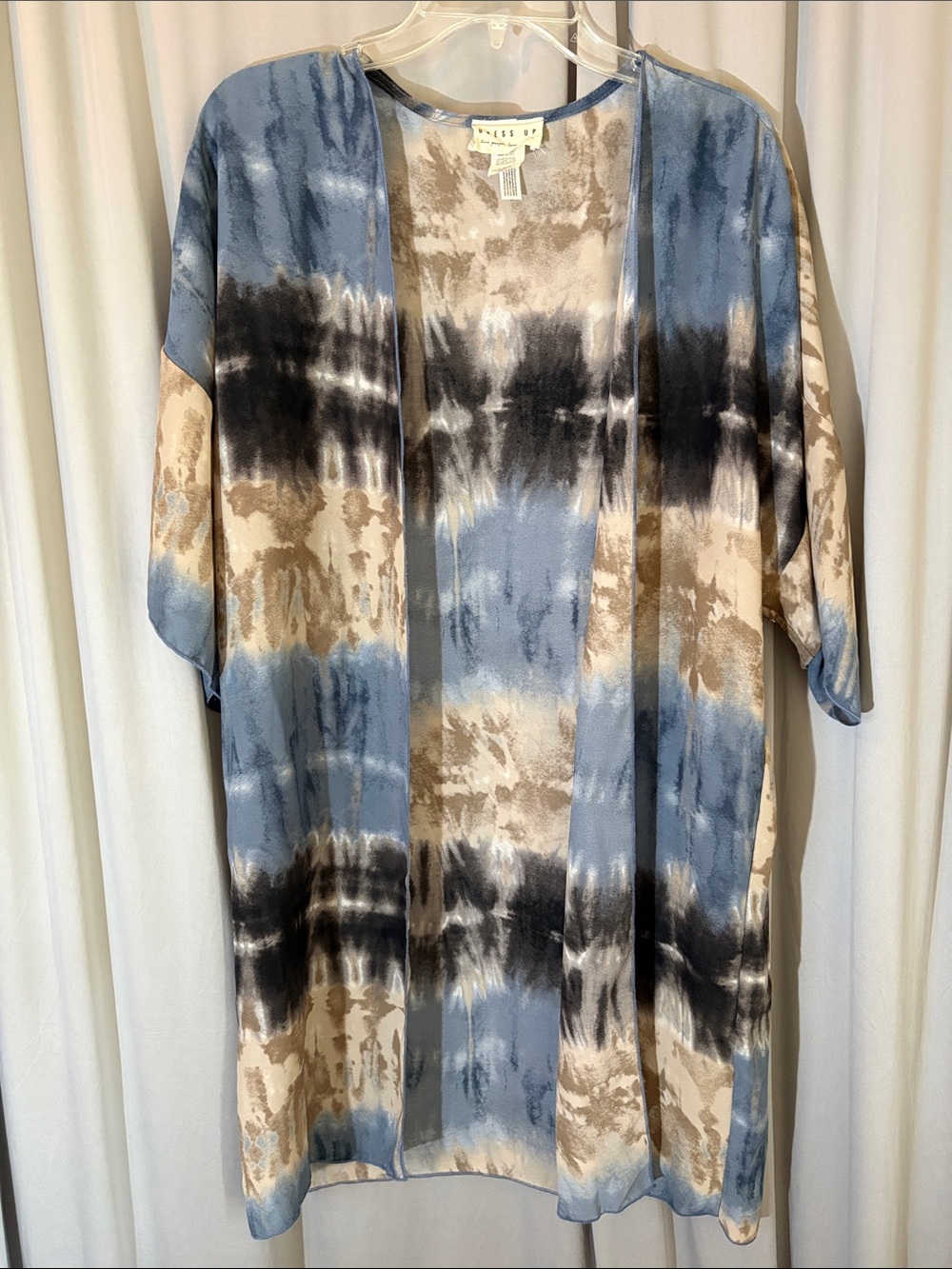 Dress Up Blue Tie-Dye Open Cardigan Kimono